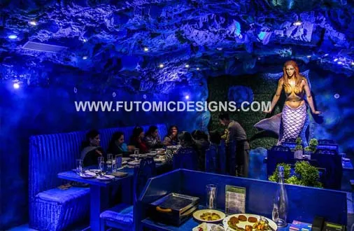 Aqua theme restaurant designed by futomicdesign